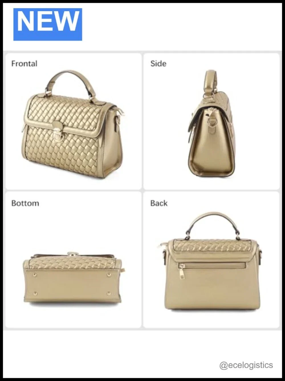Vegan Leather Woven Satchel Crossbody Bag with Top Handle